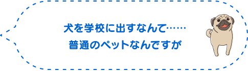 犬を学校に出すなんて…普通のペットなんですが